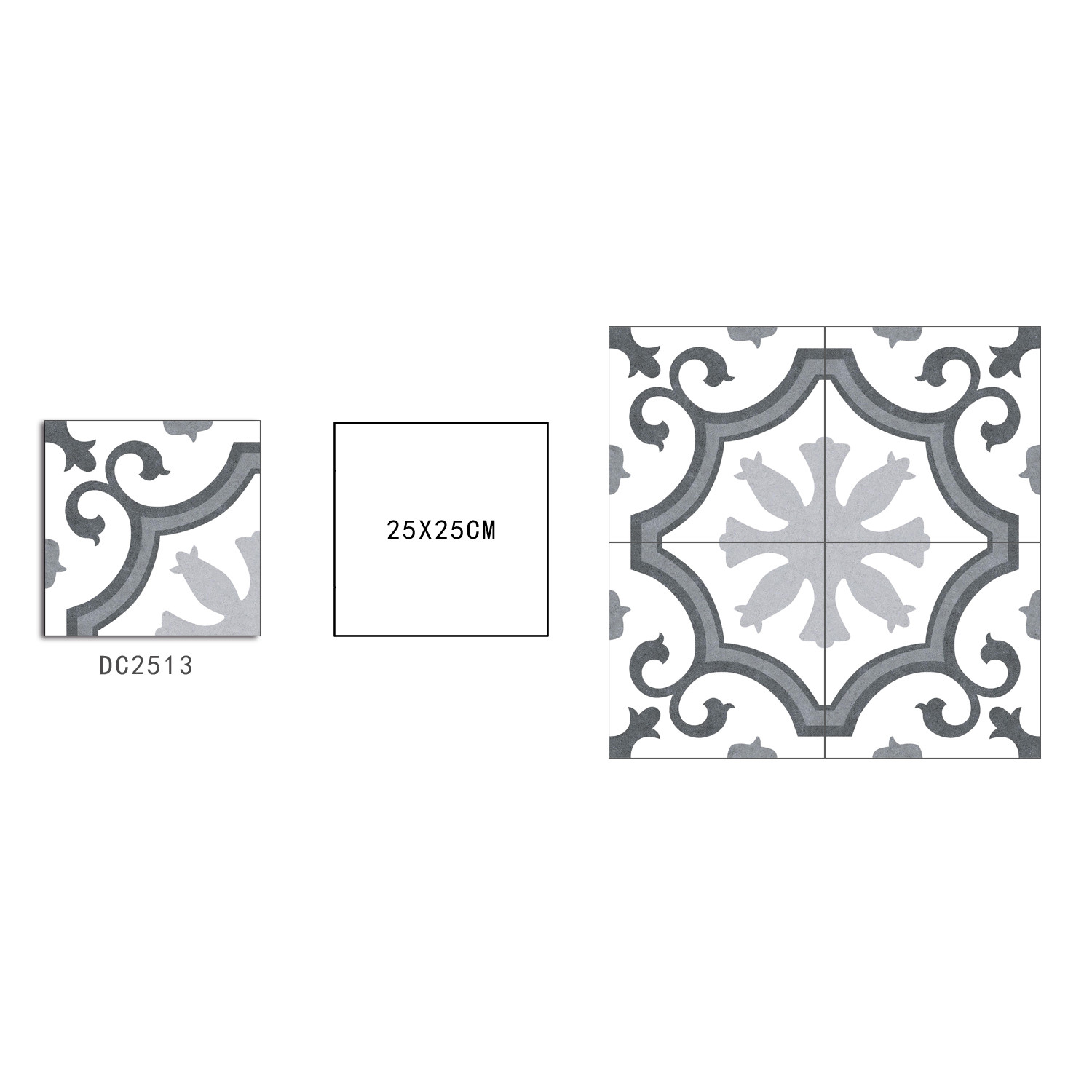 Gray Waterproof 25x25cm Ceramic Rustic Tile For Living Room And Eco-Friendly Floor Tiles For Decoration