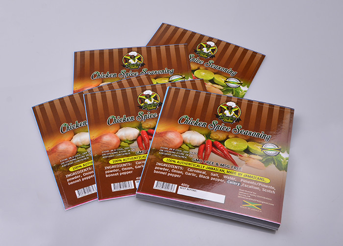 Printed waterproof adhesive paper sheet packaging label sticker for Chicken Spice Seasoning
