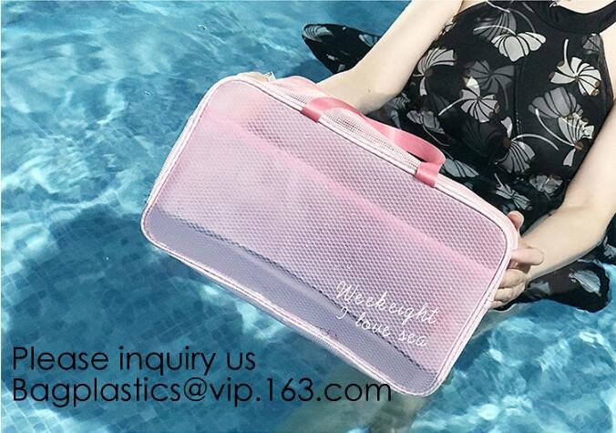 Clear Zipper Pouch with Strap Makeup Bag PVC Cosmetic Pouch,Printing Clear k Cosmetic PVC Pouch, bagease, bagplast