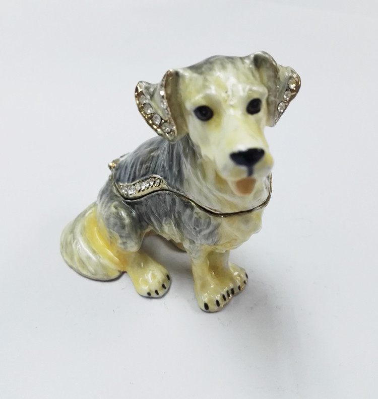 Dog alloy jewelry box decorative metal keepsake box fashion trinket box home decorative