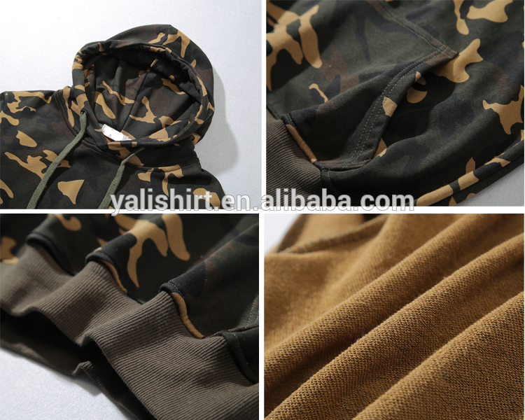 Custom long sleeves 100% cotton blank oversized camo hoodies mens
