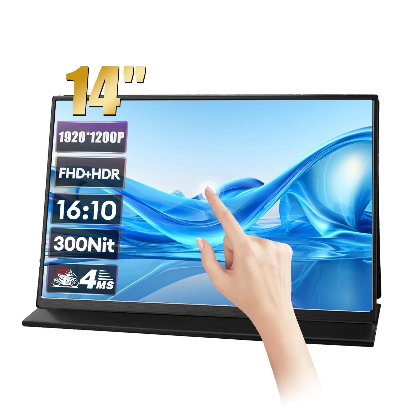 14 Inch Portable 1920*1200P LCD Touch Screen Monitor USB Compatible with Computer PC PS4 PS5