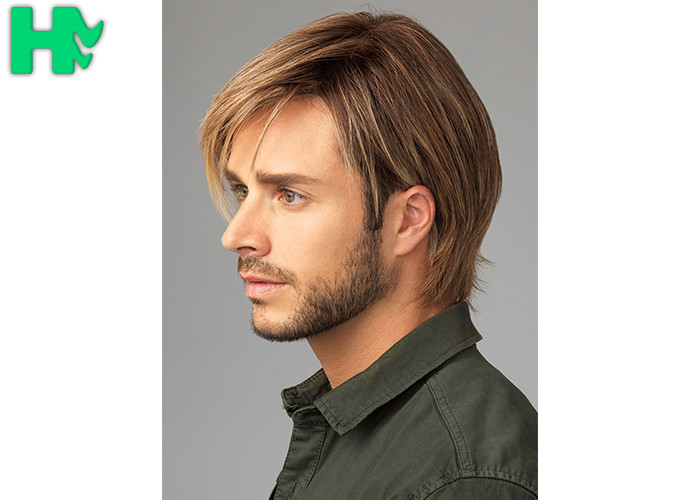 Fashion New Arrival Mens Hair Pieces Wigs With Side Bang For Young Men Use