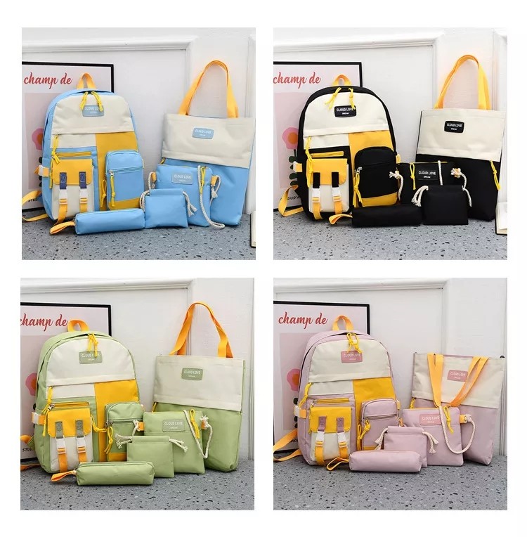 Canvas Backpack School Bag Sets Waterproof Travel Teenagers Backpacks