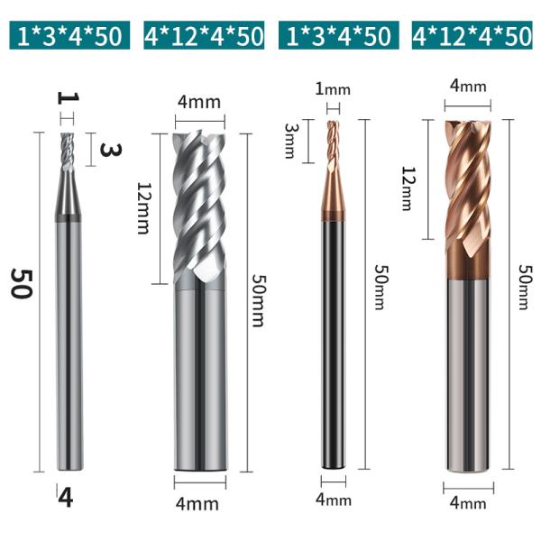 2/4 Flutes Solid Tungsten Carbide End Mill HRC 55/60/65/70 CNC Square Face End Milling Cutter Customizable OEM for Metal Fresas