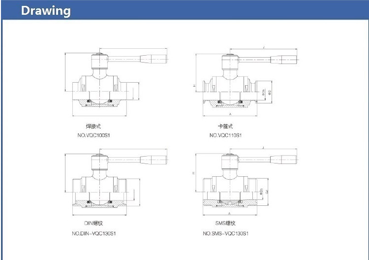 Horizontal straight way Pnuematic ball valve with thread Connection