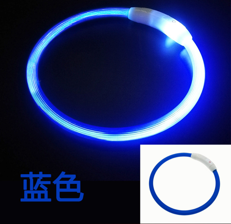 Night Leather Dog Collars Rechargeable Waterproof Night Glow Dog Collar