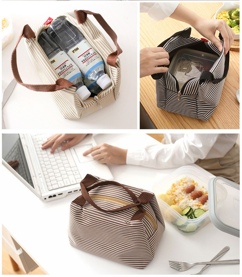 Dust Proof Striped Soft Insulated Cooler Bags