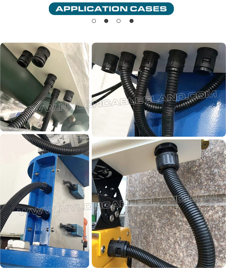 Black RAL9005 Polyamide 6 Straight Quick Connectors M12~M63 with Metal Metric Thread for Corrugated Tubes AD10~AD54.5
