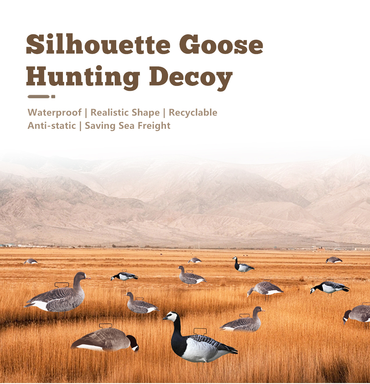 Reusable Plastic Lifelike Silhouette Geese Decoy Bait For Black Barnacle Goose Hunting