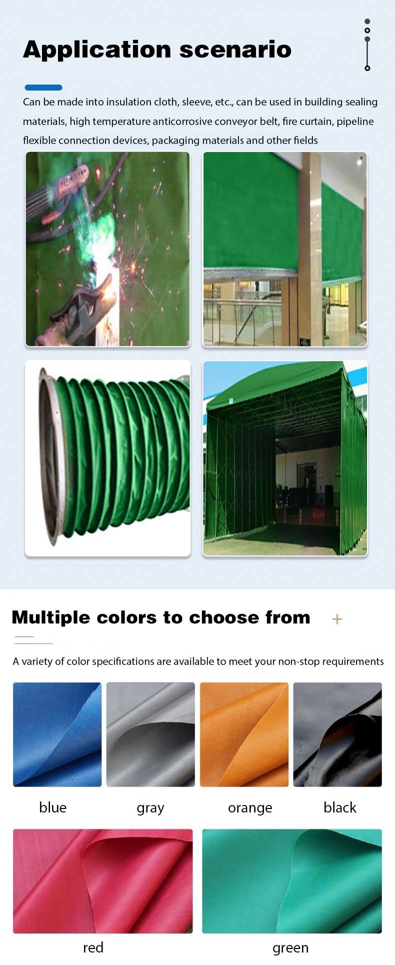 Fire Prevention Silicone Coated Fiberglass Fabric Custom Size Silicon Coated Fiberglass Cloth