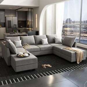 U Shaped Modular Sectional Sofa Multiscene Anti Scratch Modern Style