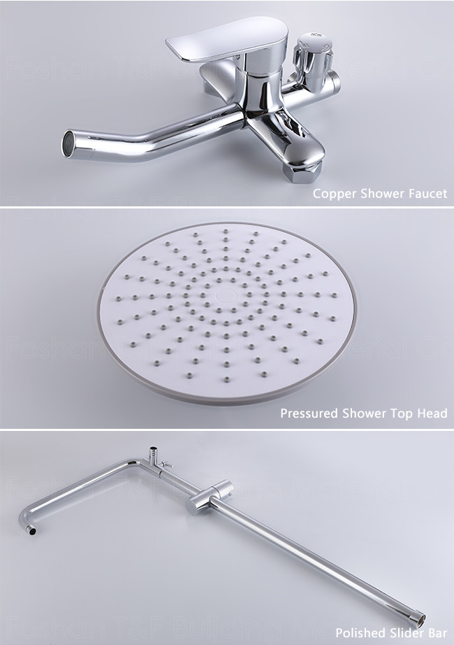 Dual Handle Bath Shower Mixer Set , Chrome Wall Mounted Shower Faucet Kits