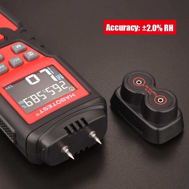 Black And Red Digital Wood Moisture Meter , Pin Moisture Meter For Wood