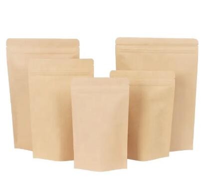 resealable zipper printed kraft paper stand up pouch powder packaging bags