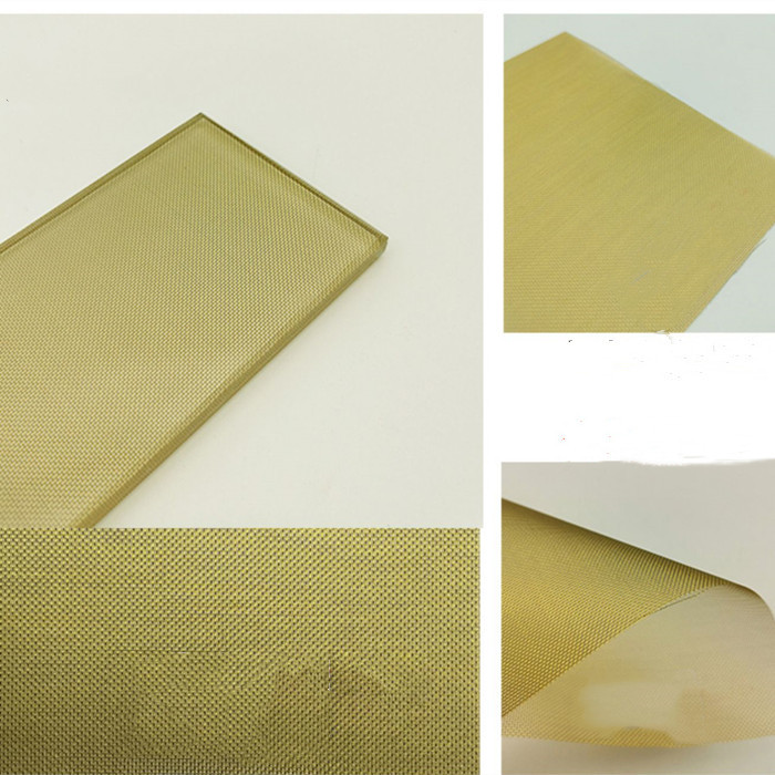 Brass Wire Fabric Laminated Glass Elevator Decoration