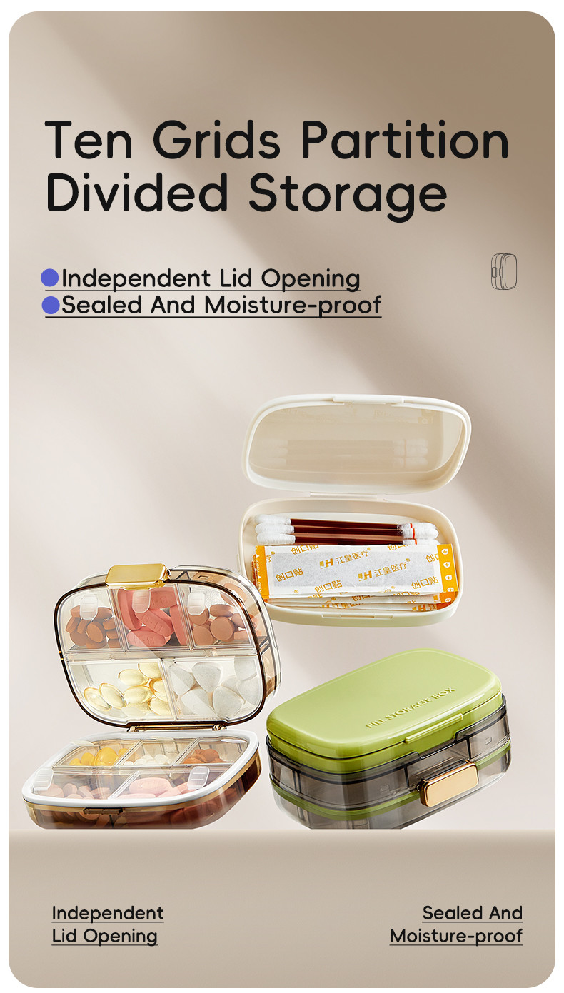 Travel Pill Organizer Box with Large Compartments Portable Pill Case Weekly Medicine Container for Vitamins Fish Oils Supplements
