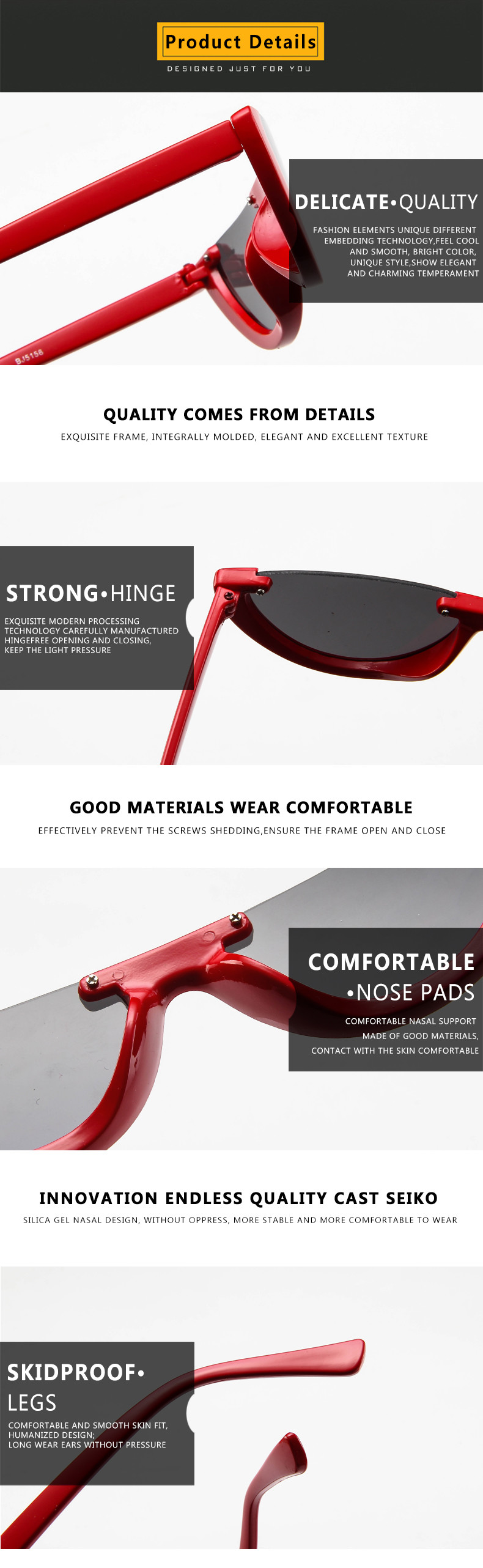 Half Moon Frame Half Round Sunglasses Vintage Retro Clout Goggles