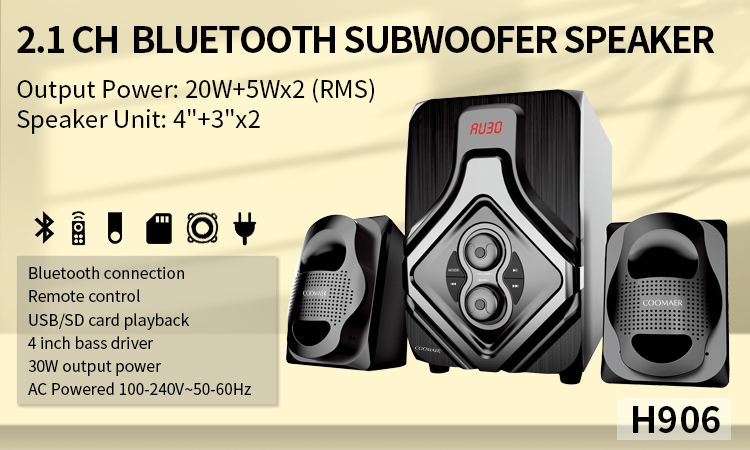 Professional BT Computer Subwoofer 2.1 Speaker with Display Screen and Bass Unit