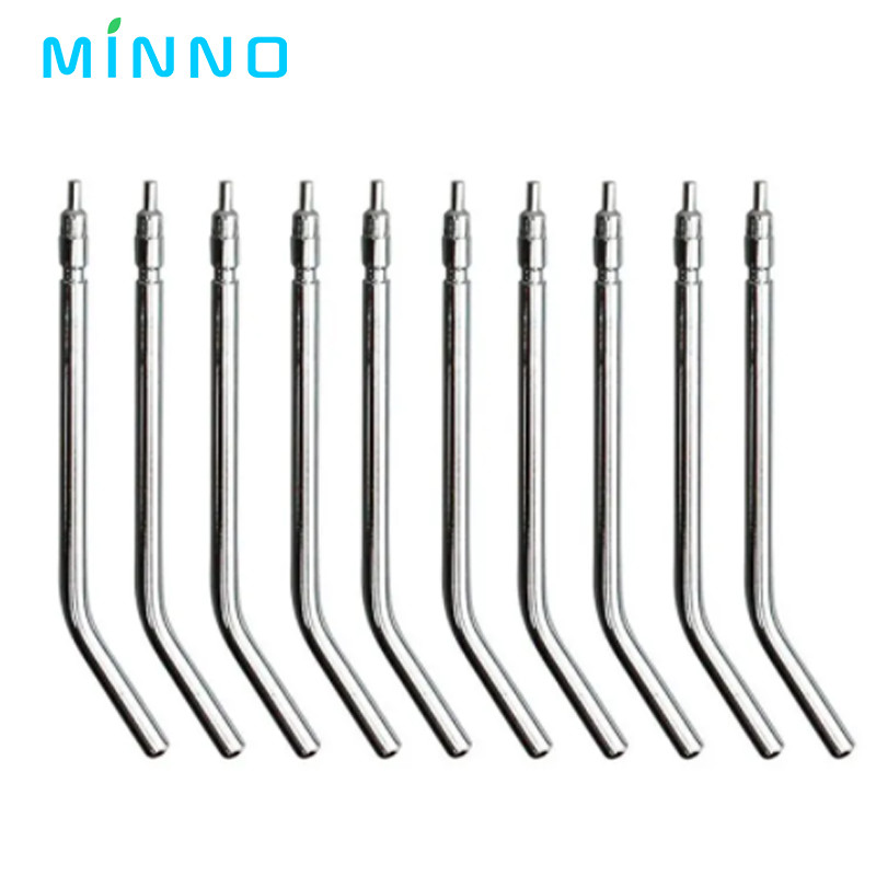 10pcs Stainless Steel Dental Air Triple Syringe 3 Way Dental Air Water Spray Syringe Nozzles Tips
