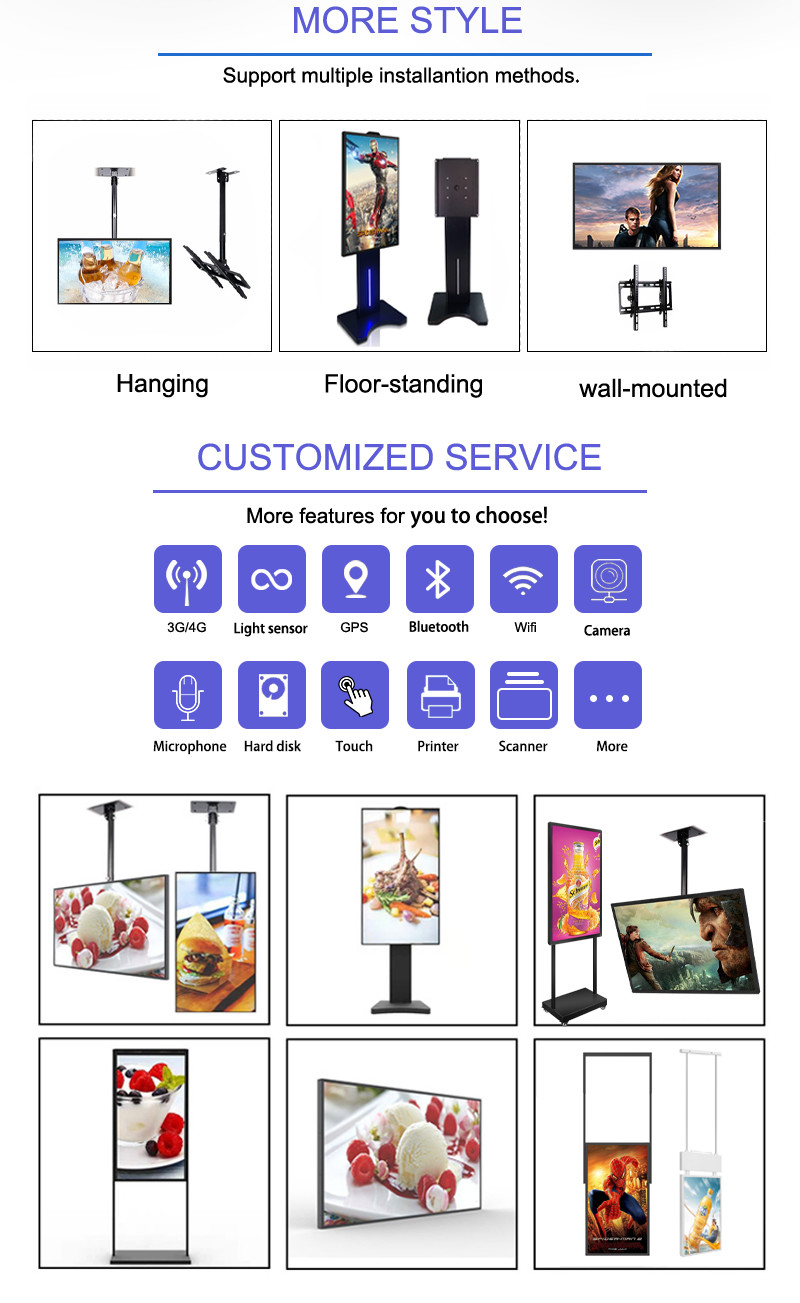 Floor Standing Shop Digital Window Display 55inch High Brightness