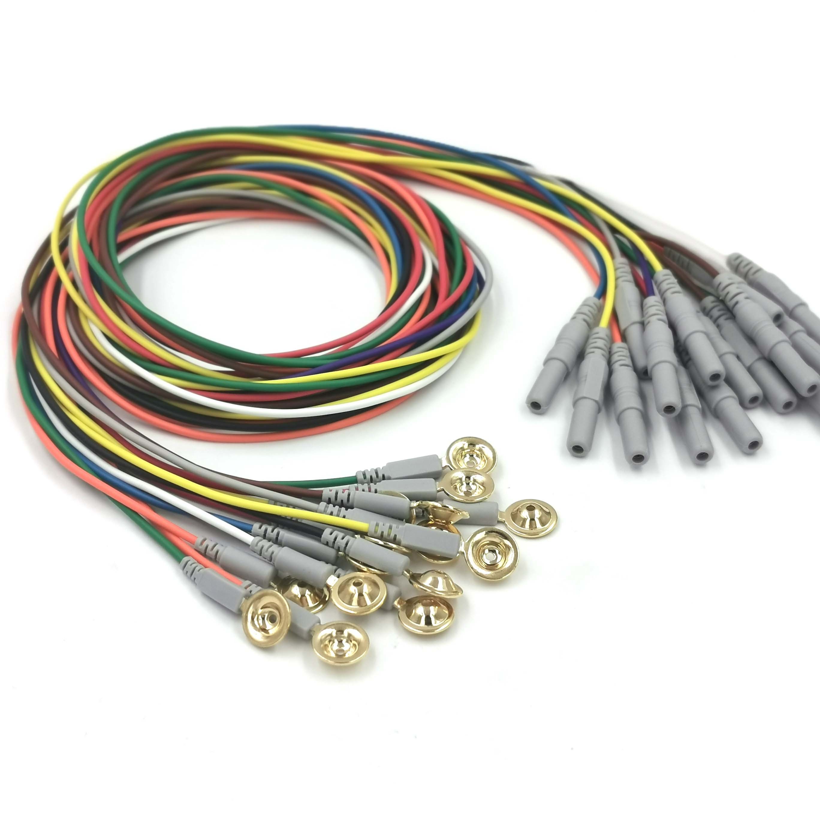 Gold coated cup electrode leadwire Neurofeedback dry EEG 1.5mm Din sensor Cap