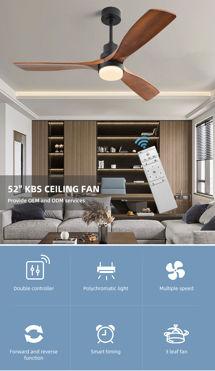 220VDC 65W 3 Wooden Blades Modern Living Room Air Cooling Fan With Light Feel Free To Contact