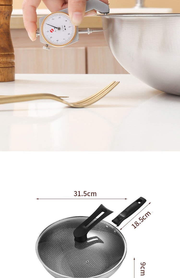 Silver Cooking Kitchen Metal Cooking Pan Glass Cover Non Stick Frying Pan