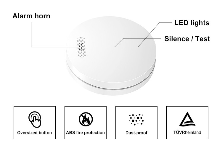 10 Year Battery Tuya Wifi Smoke Sensor Fire Safety Alarm System Smoke Detector With CE TUV