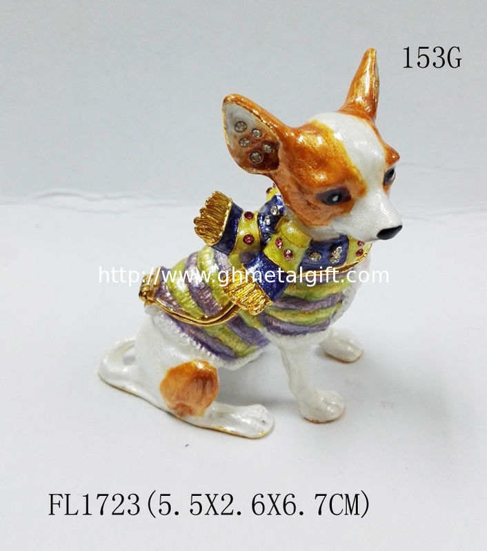 Cute Dog Jewelry Box Metal jewelry box Animal Trinket Box For Gift