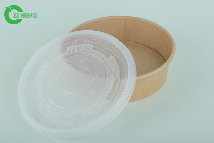 Disposable Takeaway 32oz Bamboo Paper Salad Bowls With Clear PET Lid