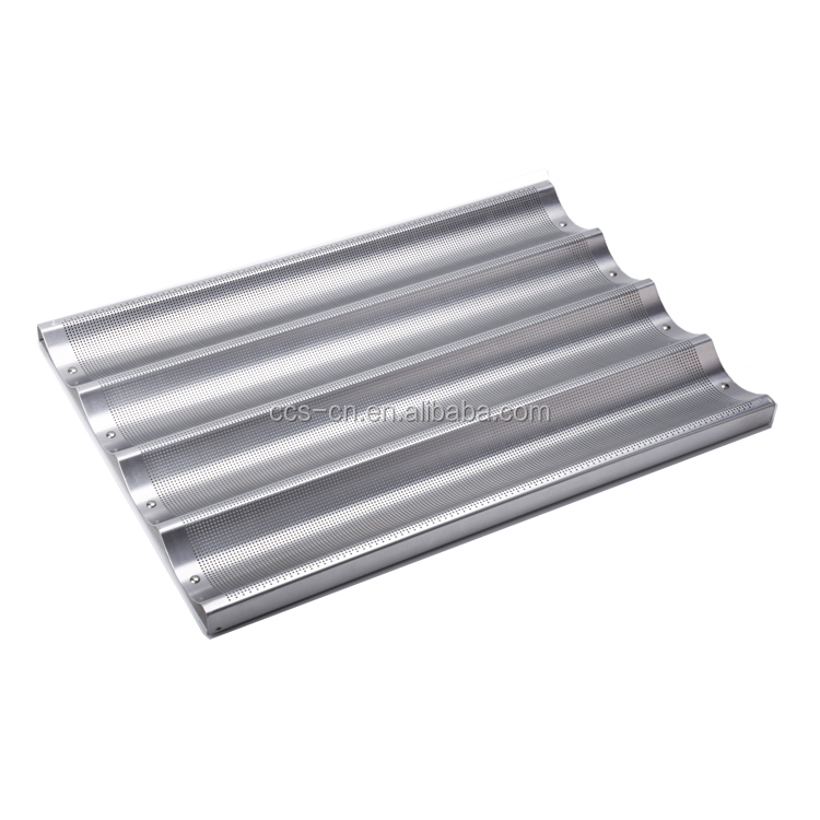 commercial 4/5/6 bakeware slotted aluminum perforated french bread metal baking pan baking equipment baguette baking tray