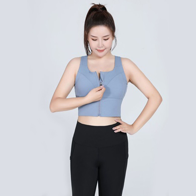 5XL Zip Front Plus Size Sports Bra Oversize Nylon Sexy Cross Back Yoga Bra