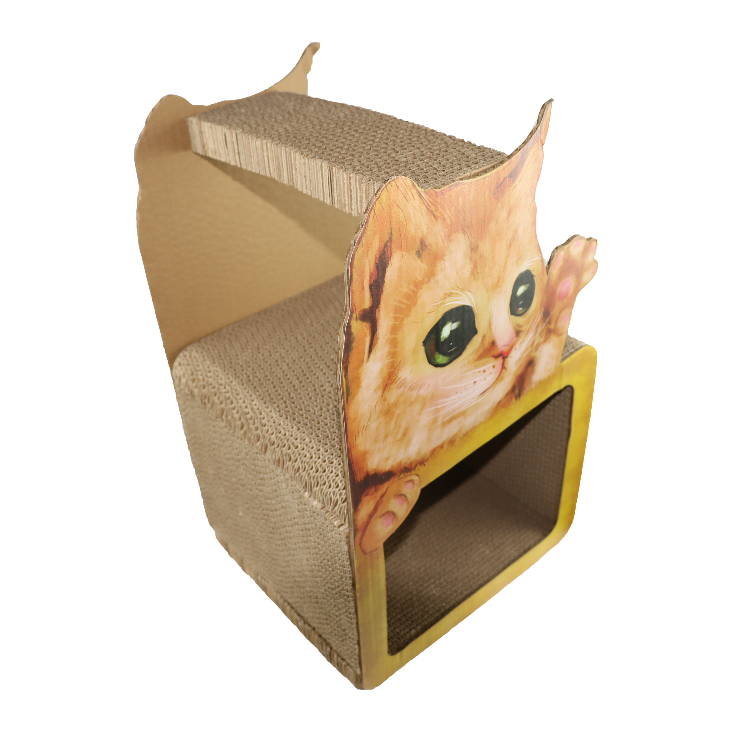 Castle Cardboard Cat Scratcher Bed House Scratching Houses Cozy Space Multiple Layers 51.5x31x11CM