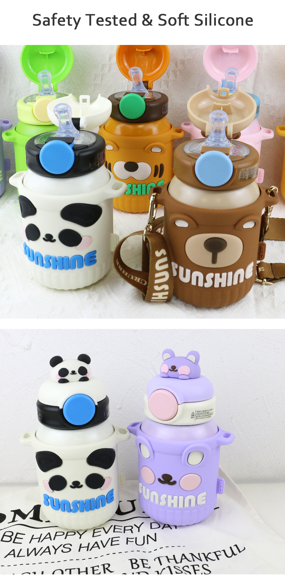 550ml Stainless Steel Thermos Cup With Food Grade Silicone Cover