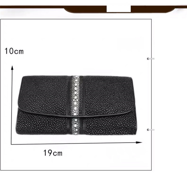 Unisex Style Authentic Stingray Skin Women Long Wallet Lady Card Holders Genuine Leather Female Large Clutch Purse