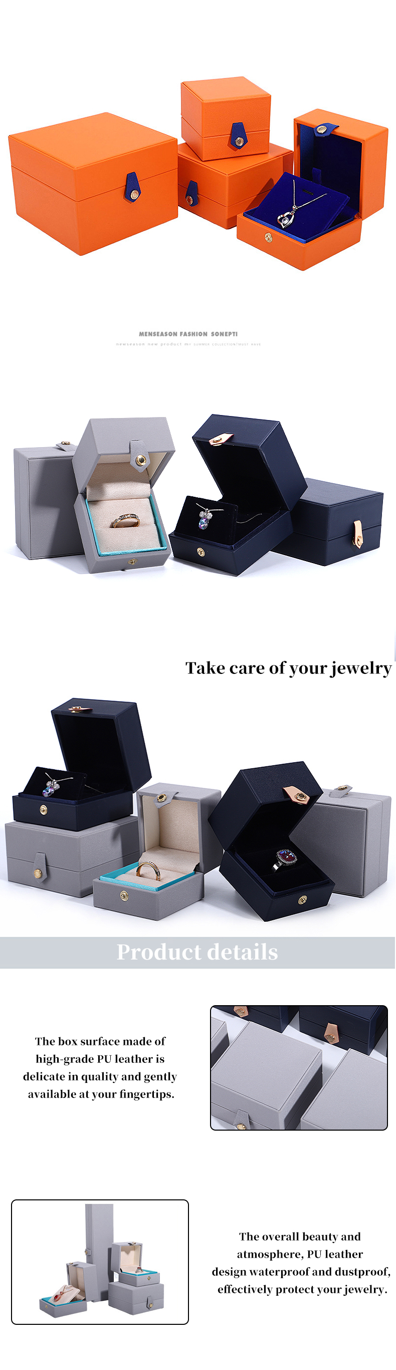 Customized Jewelry Package Grade Velvet Box with Logo and Silk Screen Printing