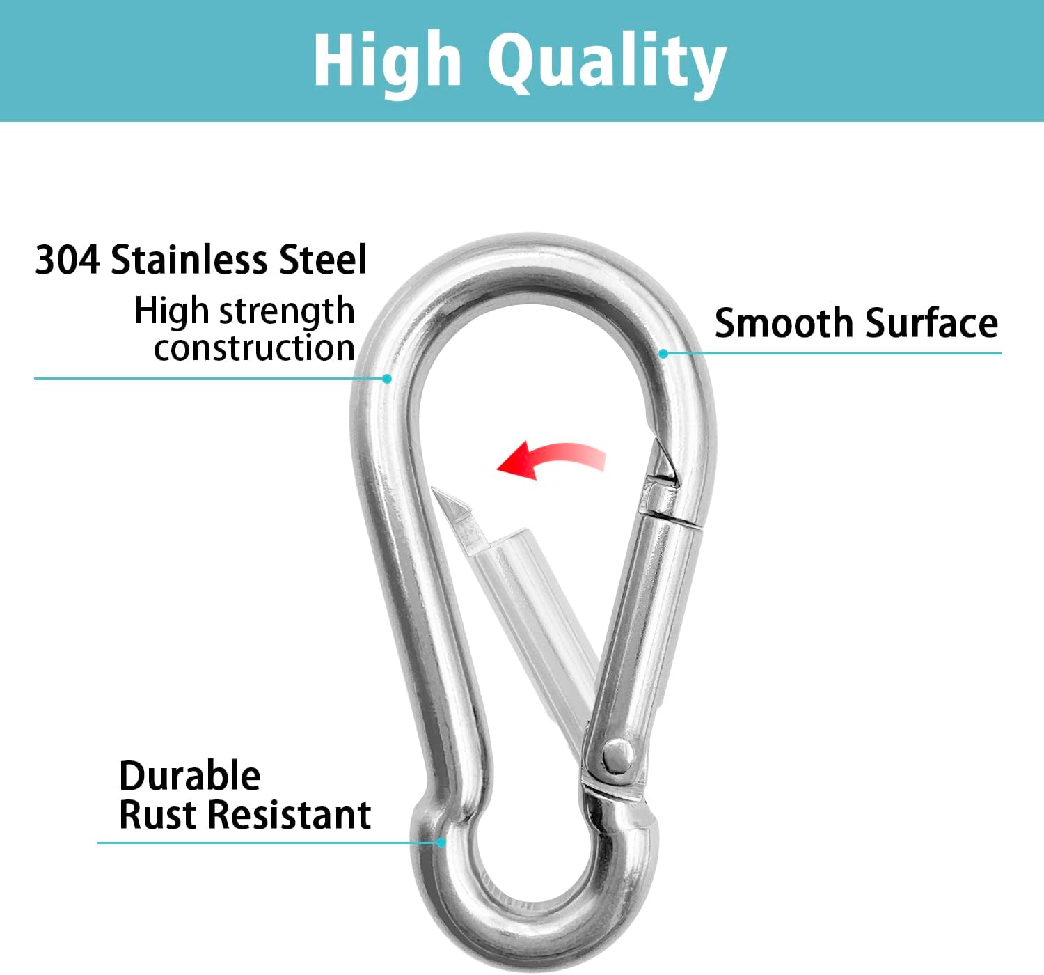 Polished Finish Stainless Steel Carabiner Snap Spring Hook Clip with OEM Acceptance