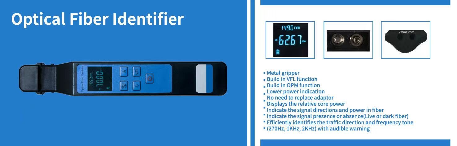 Handheld Optical Fiber Identifier 800nm-1700nm Live Fiber Detector With OPM VFL