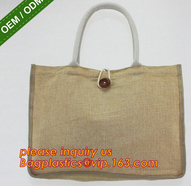 Heavy hold support Jute bag OEM Customized printing waterproof and reusable jute shopping bag with inner JUTE BAGS CARRI