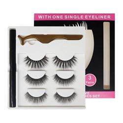Wholesale Handmade  False Synthetic Hair Eyelash Set Lash Eyeliner Magnetic Eyelashes 60 pcs 8-12 MM Curl OEM 0