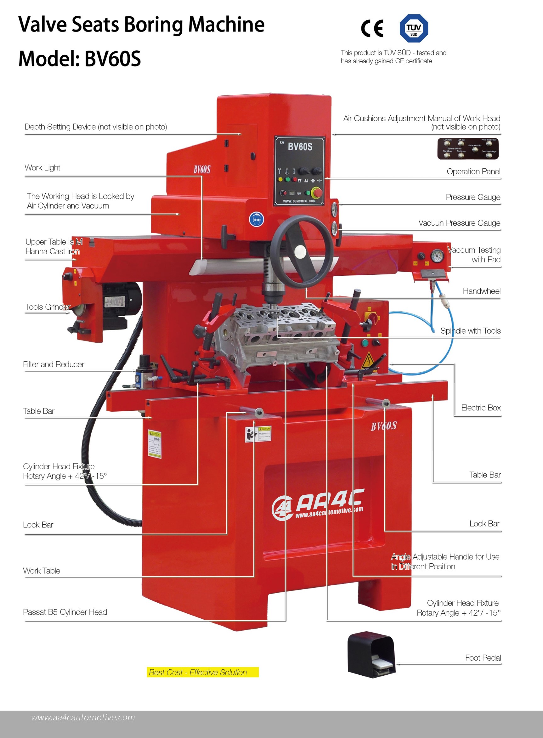 Bush Connecting Rod Boring Machine 1000mm Air Electric Valve Seats Boring BV60S