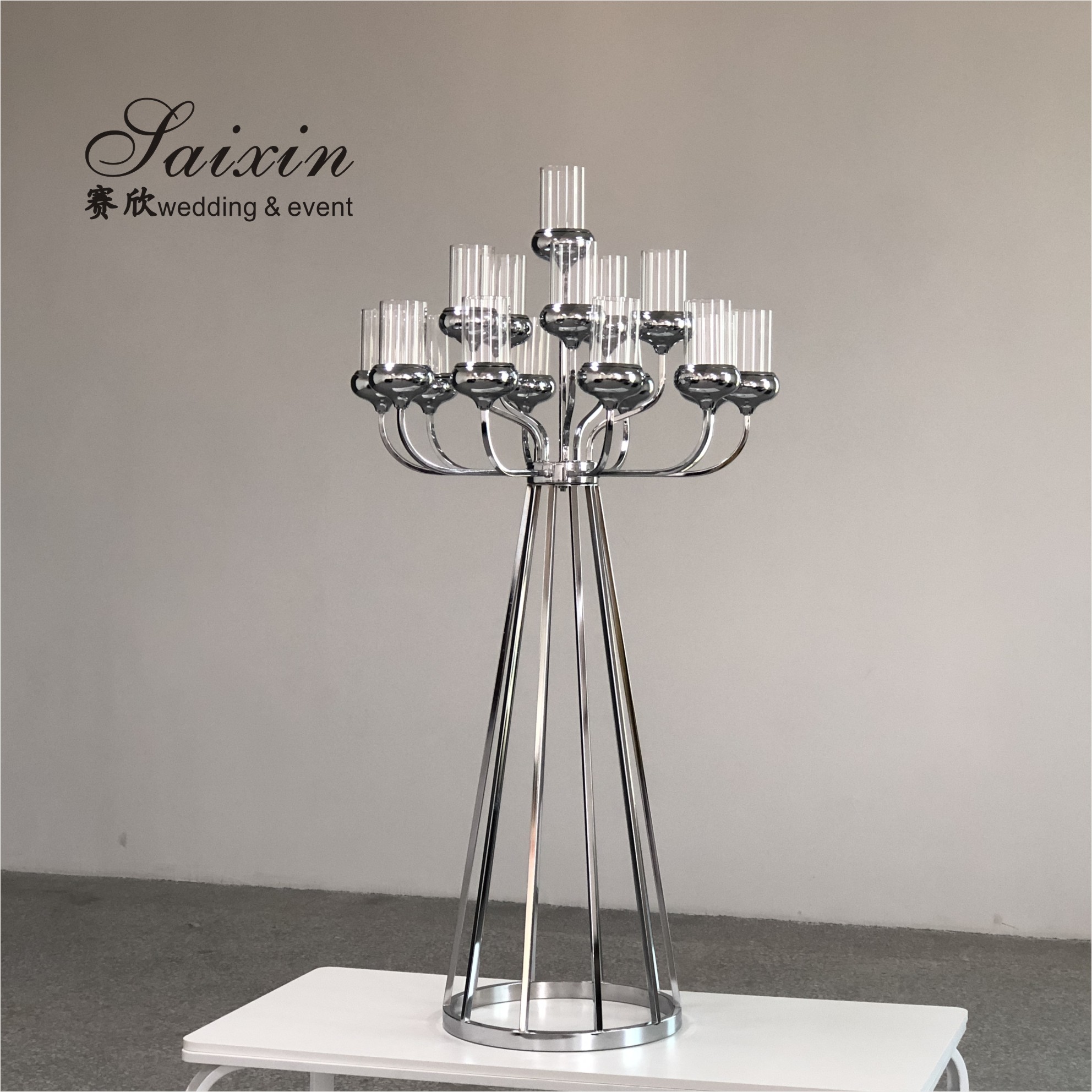 16 Arm Gold Wedding Metal And Crystal Candelabra Tall 140CM