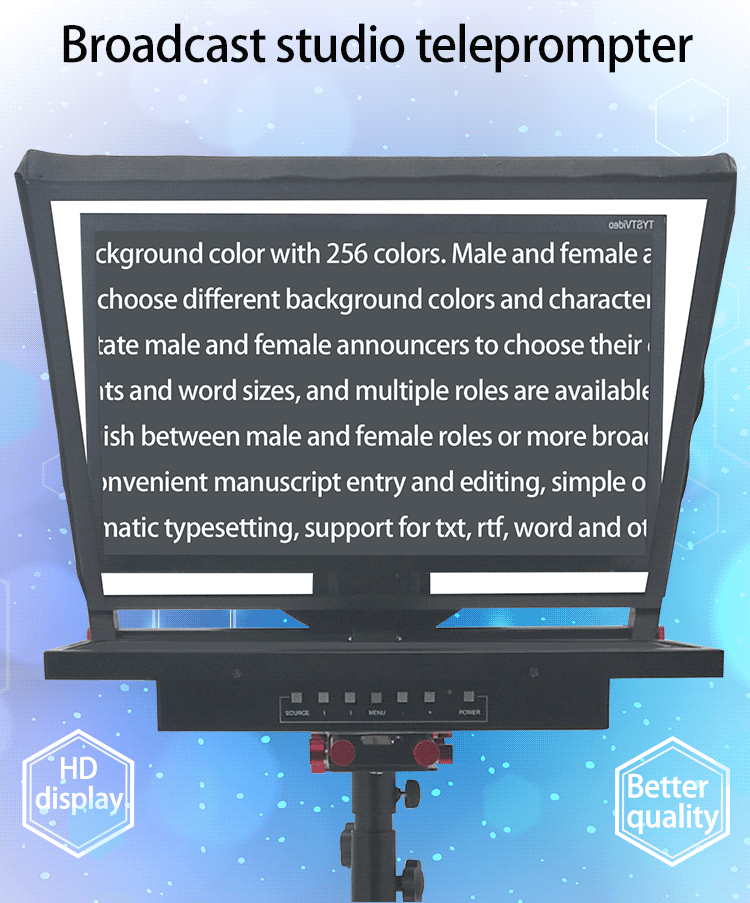 Broadcast Teleprompter with Tripod and Remoter 24inch Single Screen Built-in Prompter
