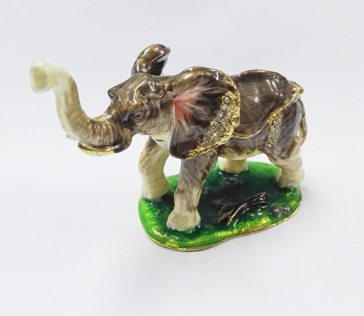 pewter family elephant jewelry box,elephant shape bejeweled box,alloy elephant trinket box