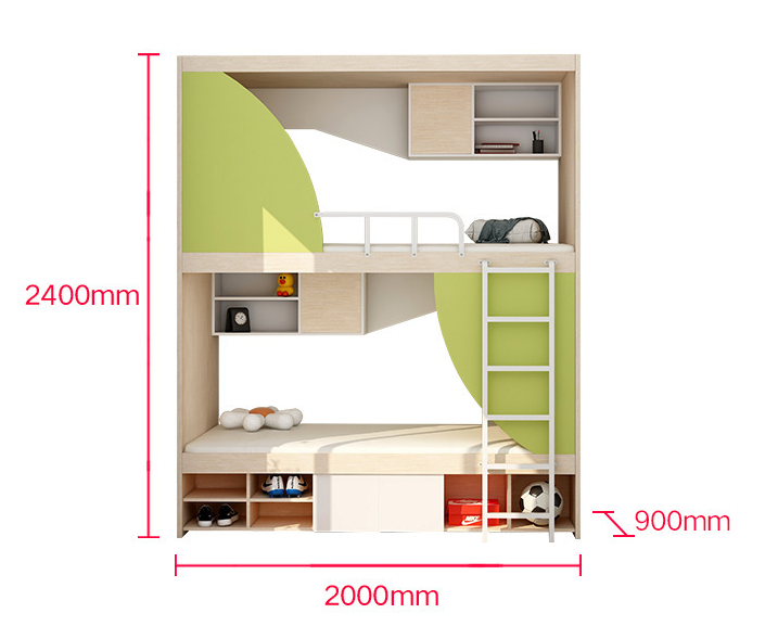 Space-Saving Hotel Bed Modern Minimalist Style Iron Bunk Bed with Large Storage Space