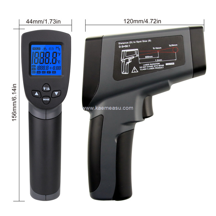 Kaemeasu 1300℃ Industry High Temperature Infrared Thermometer Gun 170g