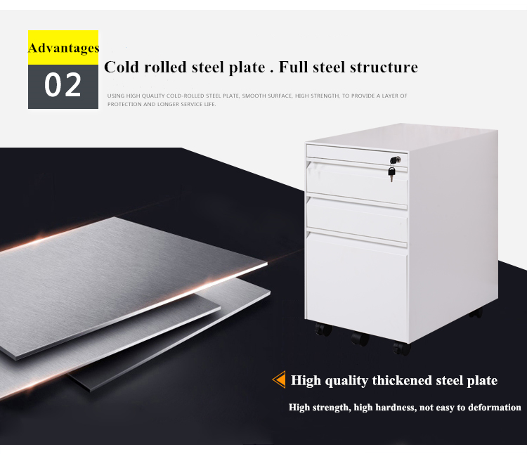 Metal Office Furniture 3 Drawers Under Desk Mobile File Cabinets Ovable Cabinet Cupboard