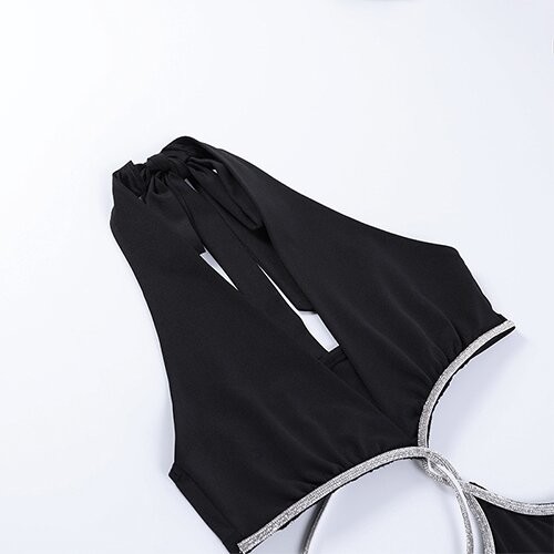 OEM maufactory sexy skirt spring new polyester sleeveless deep V beauty back waist hollow bag dress