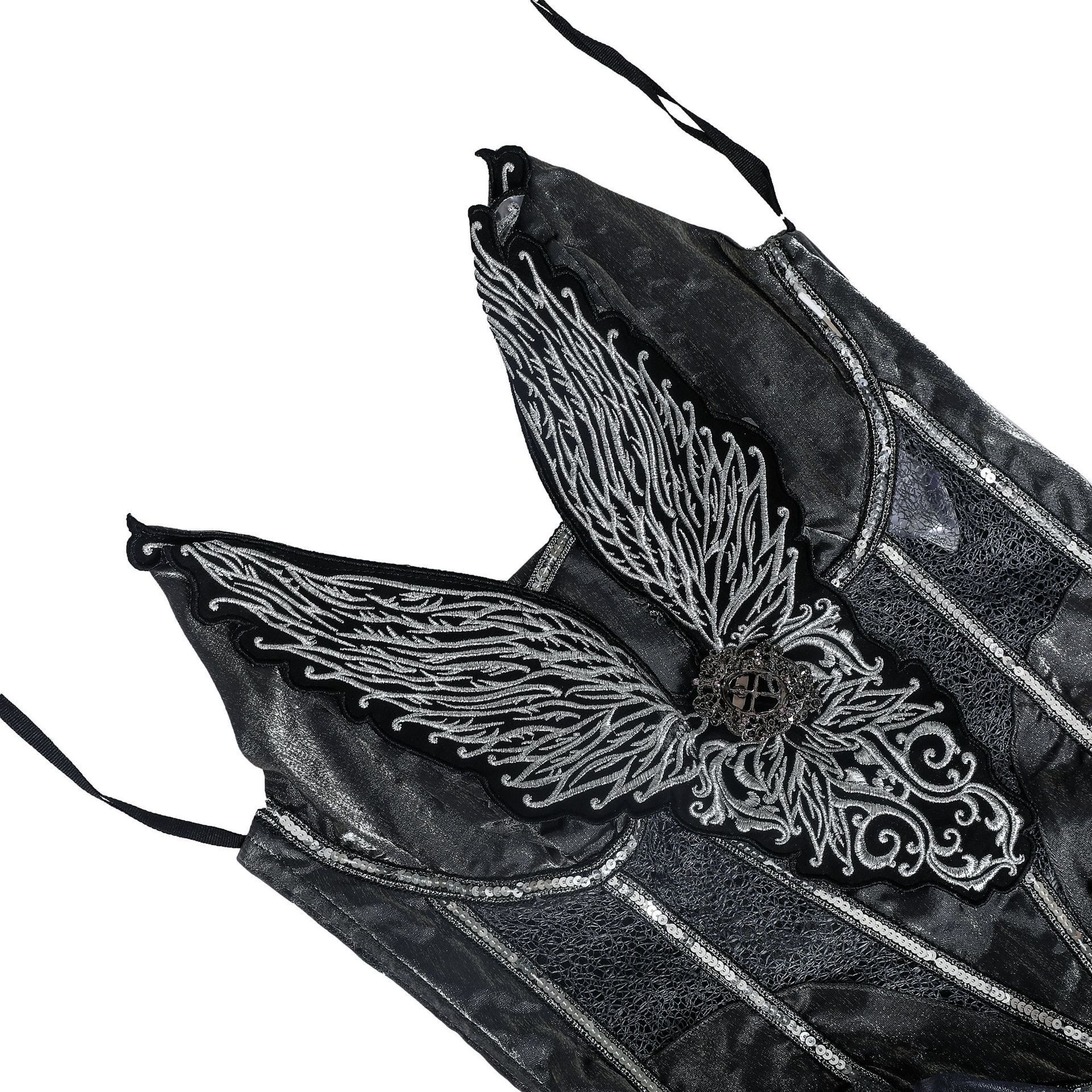 Adults Halloween Costume Dark Angel Cosplay Wings Stage Walk Evil Feather Waist Dress Prop Set